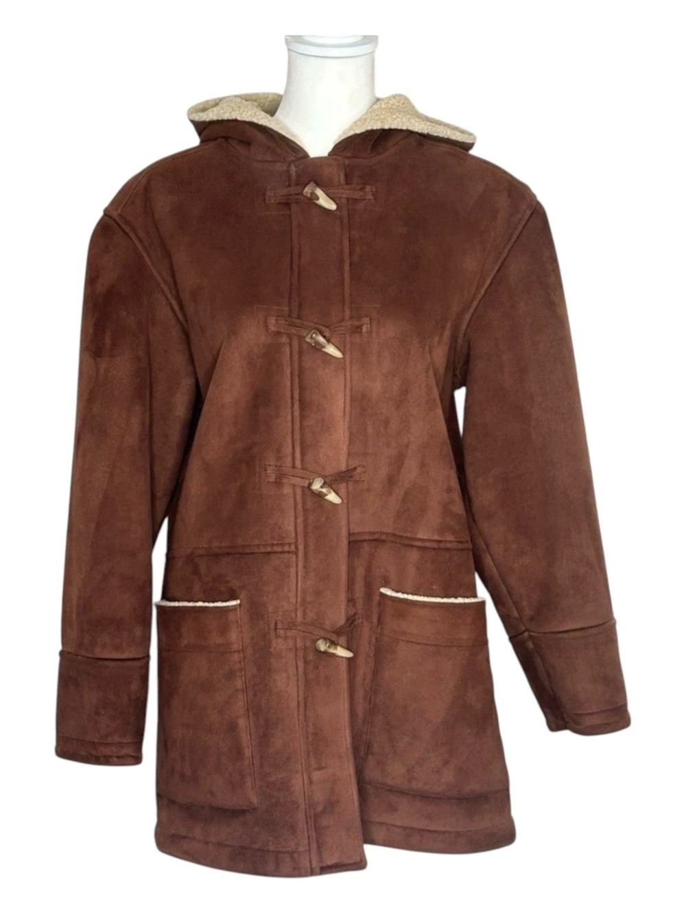 Vintage Lauren Ralph Lauren Cabincore faux suede Duffle Jacket Granola Girl Sz M